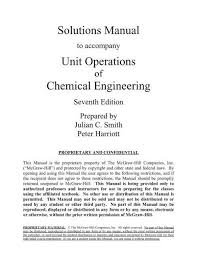 Unit Operations of Chemical Engineering, 7th Edition, solutions manual only